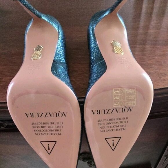 Aquazzura Purist Pump 105 Metallic Green/Blue Pumps - Picture 5 of 9